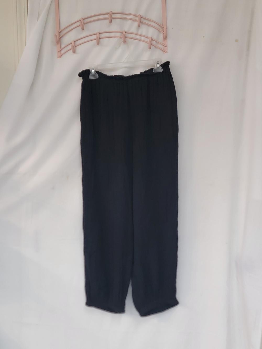 Michael Stars Black Elastic-Waist Wide Leg Pants